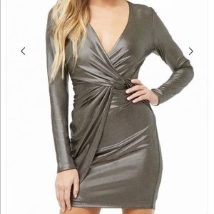 Metallic twist front mini dress